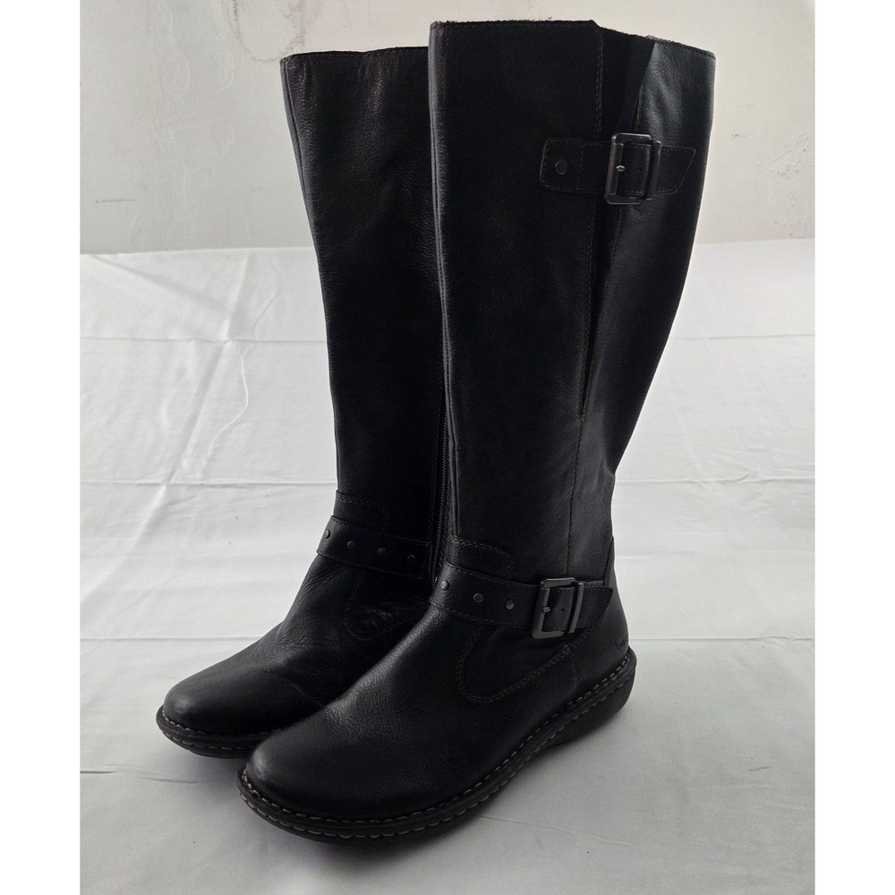 Born Tall Boots Womens 7 M Black Leather Buckle Riding Equestrian Americana